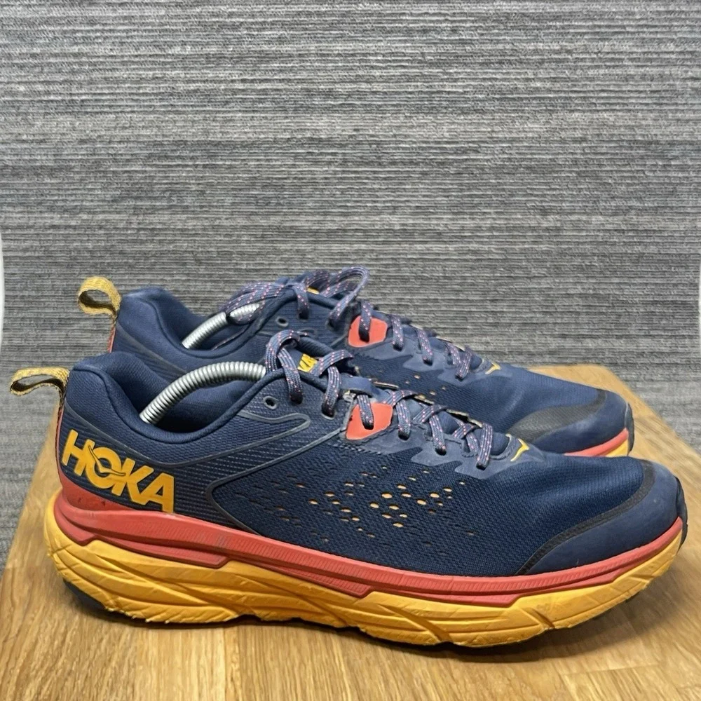 Hoka One One Challenger ATR 6 Shoes Men 11.5 Blue Yellow Trail Running Sneakers